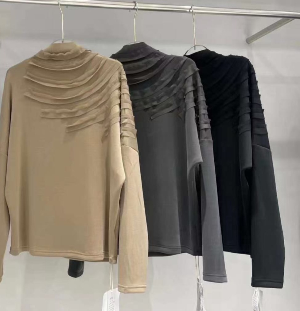 Architectural Ribbon-Detail Long-Sleeve Top